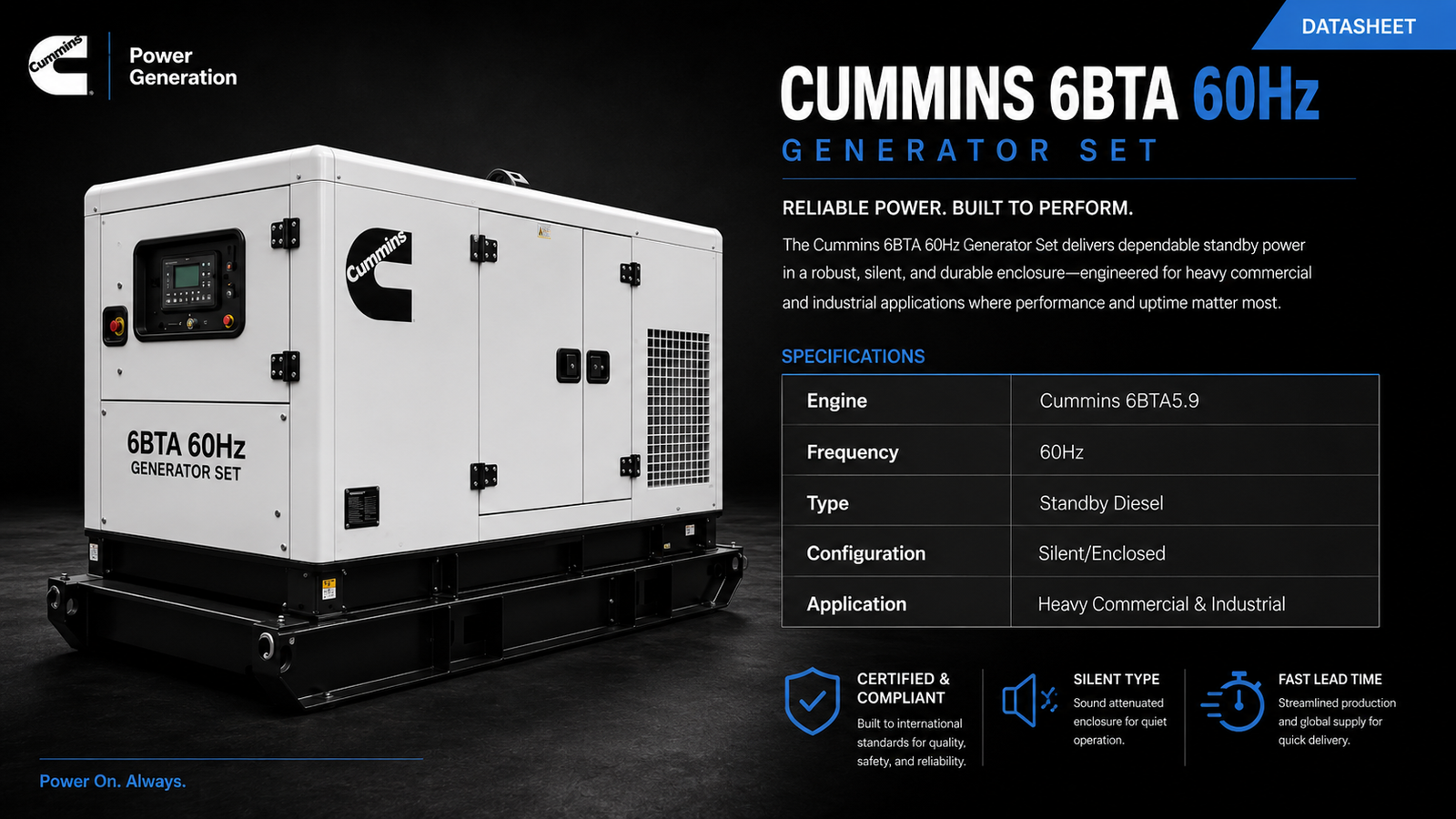 Cummins 6BTA 60Hz Generator Set Brochure