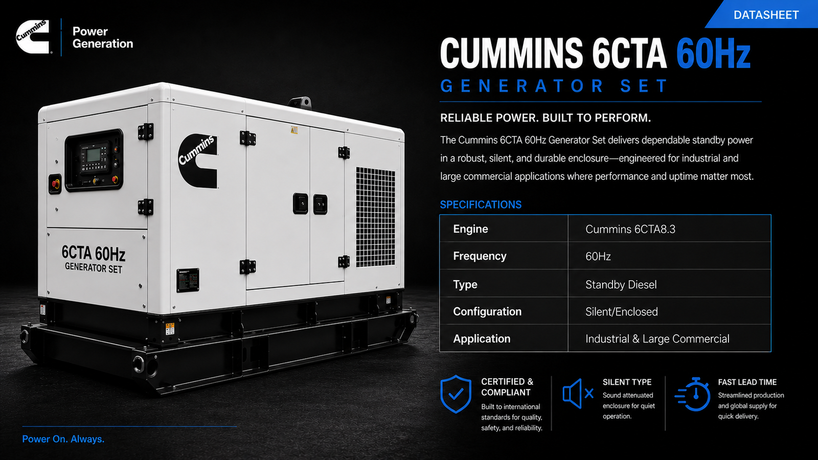 Cummins 6CTA 60Hz Generator Set Brochure