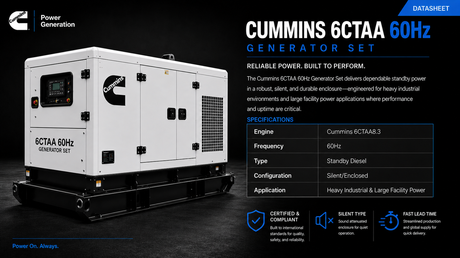 Cummins 6CTAA 60Hz Generator Set Brochure
