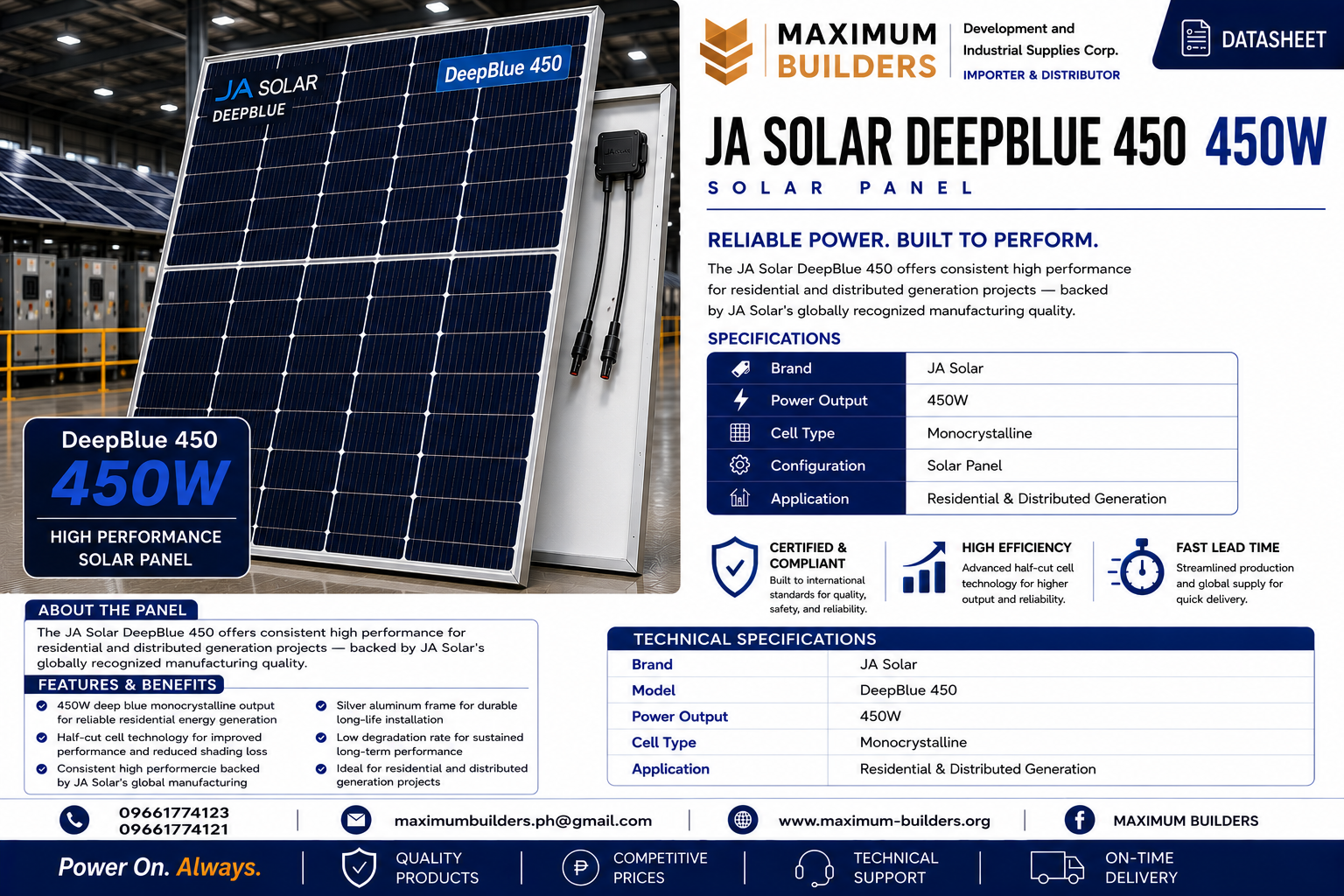 DeepBlue 450 Panel Brochure