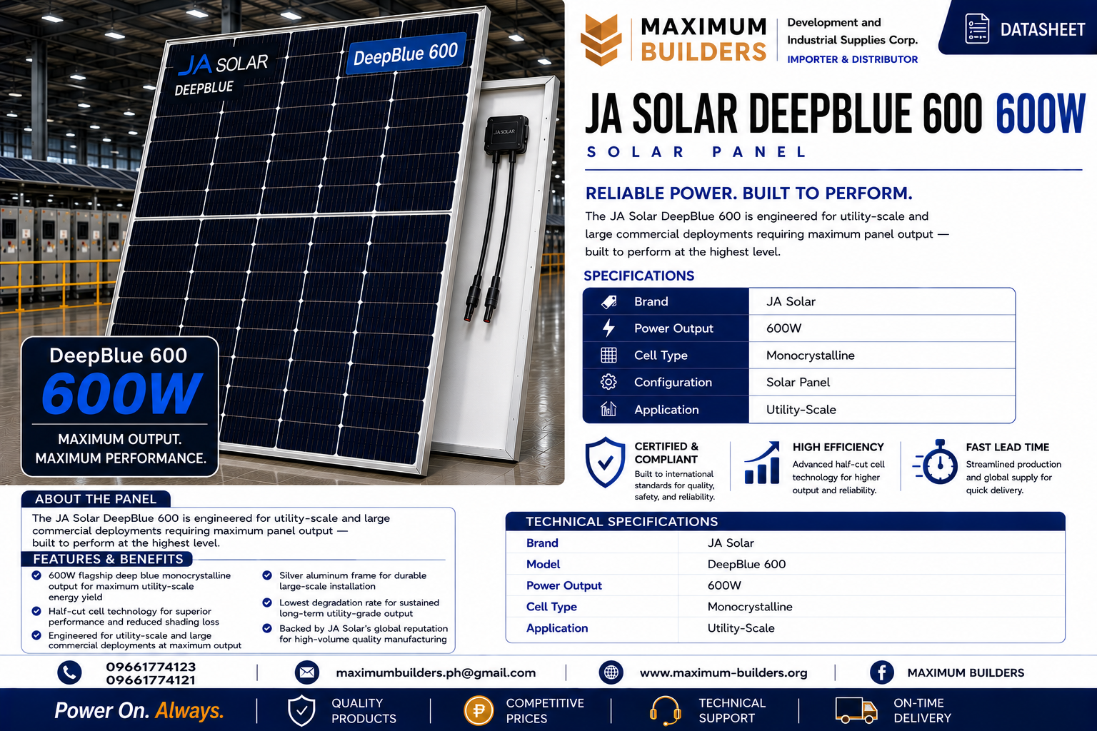 DeepBlue 600 Panel Brochure