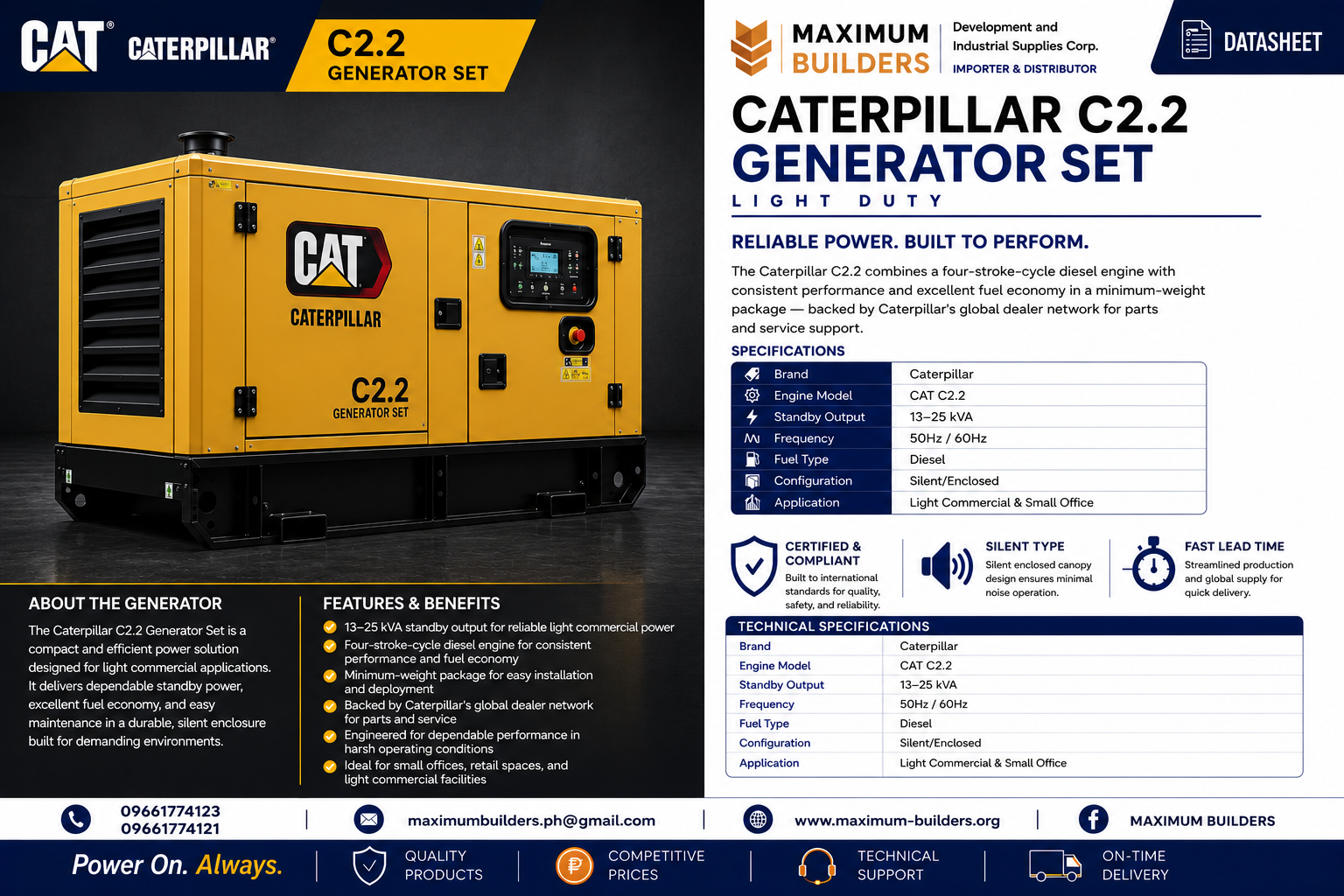 Caterpillar C2.2 Generator Set Brochure