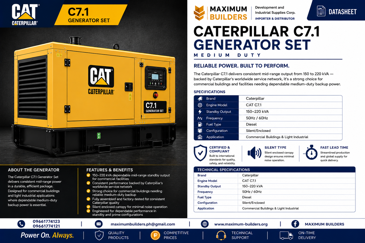 Caterpillar C7.1 Generator Set Brochure