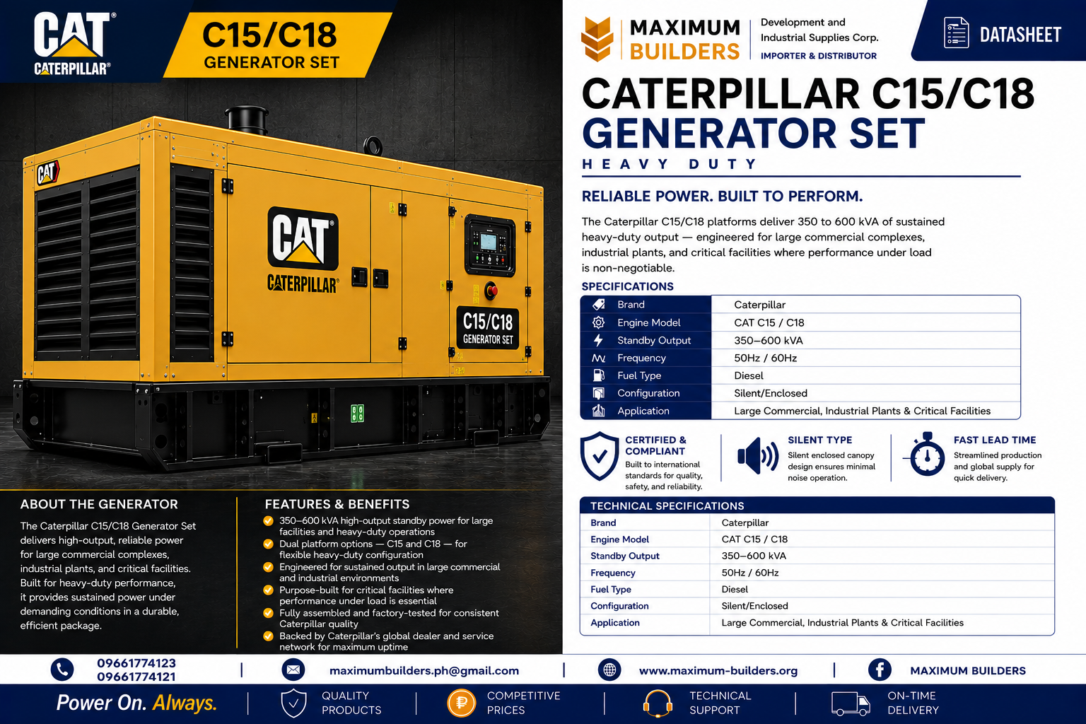 Caterpillar C15/C18 Generator Set Brochure