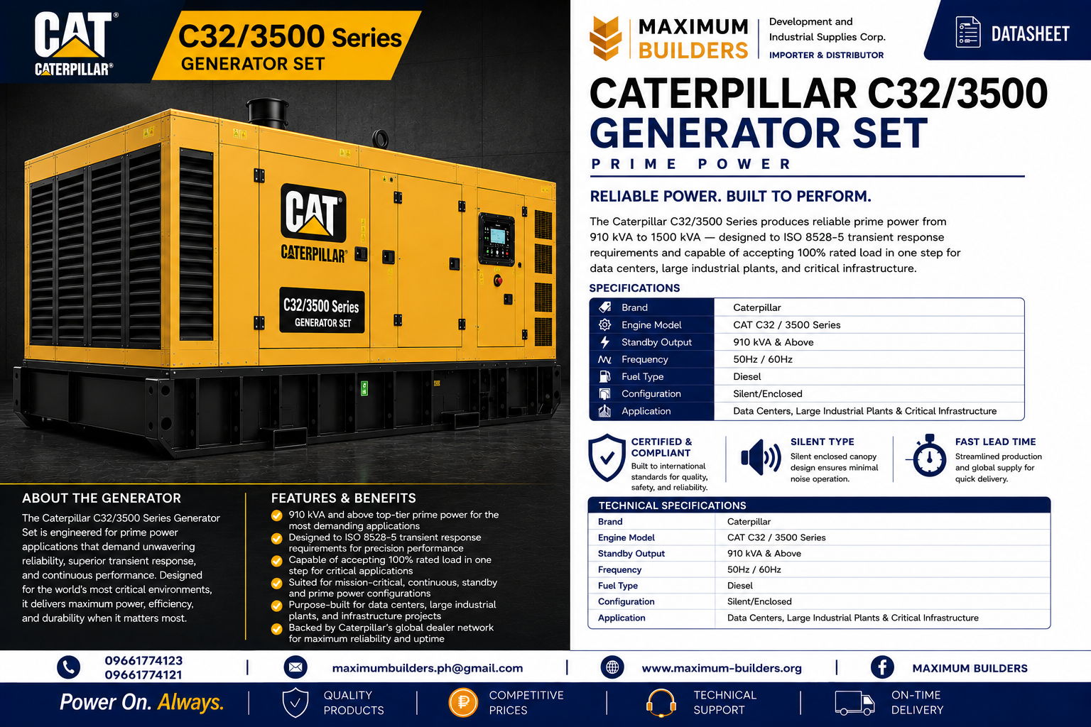 Caterpillar C32/3500 Series Generator Set Brochure